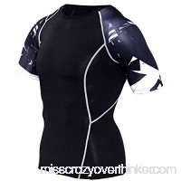 PKAWAY Slim Fit Quick Dry Black Short Sleeve Compression Workouts Shirt Baselayer B07PXHXFM8